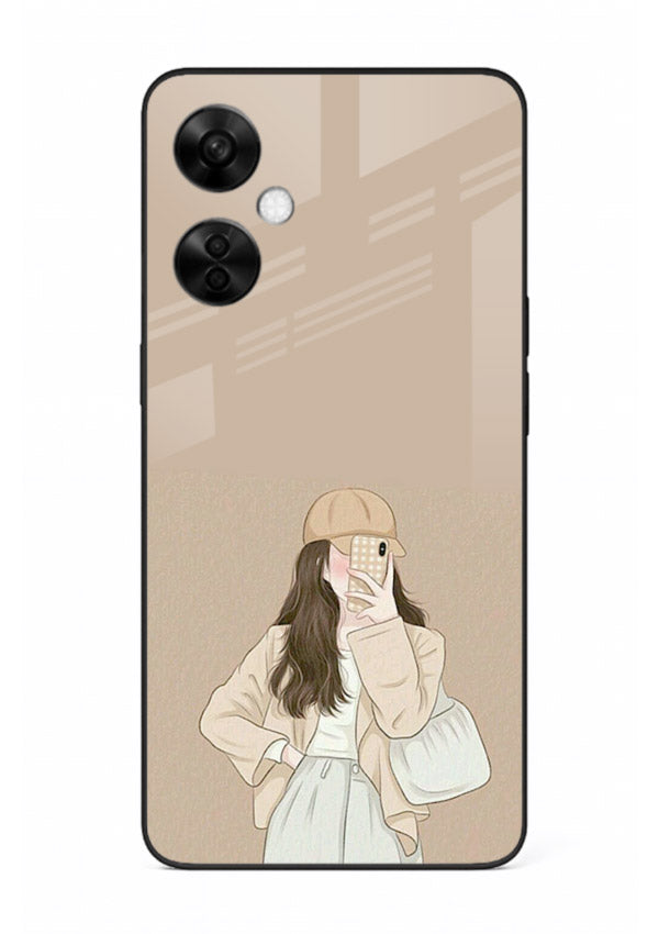 Beige Coat Girl minimal portrait OnePlus Nord CE3 Lite glass back cover