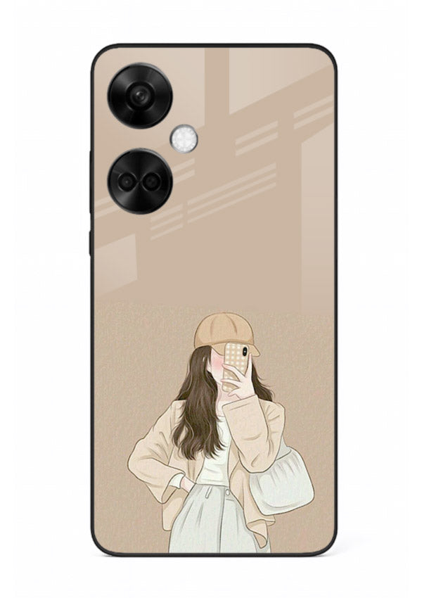 Beige Coat Girl minimal portrait OnePlus Nord CE3 glass back cover