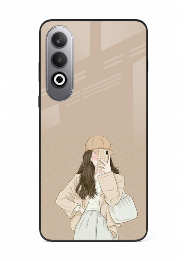 Beige Coat Girl minimal portrait OnePlus Nord CE4 glass back cover