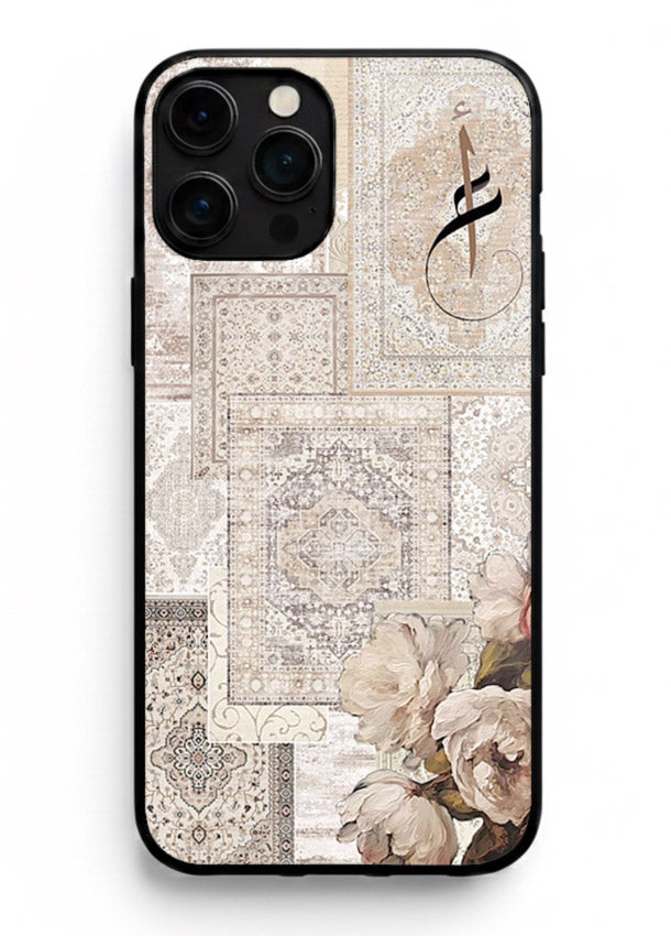 Beige floral collage artwork printed on glossy tempered glass iPhone 11 Pro Max back cover