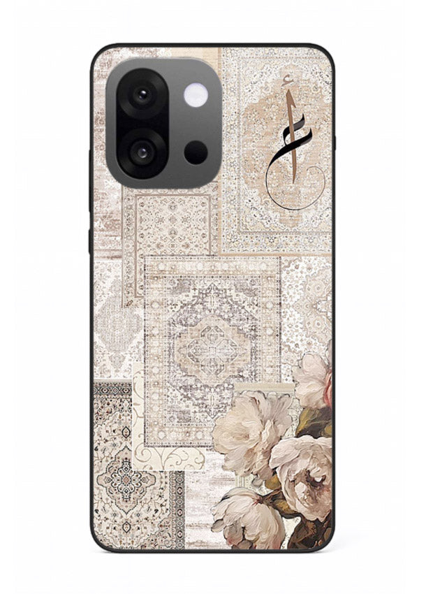 Beige floral collage artwork printed on glossy tempered glass OnePlus 13s back cover