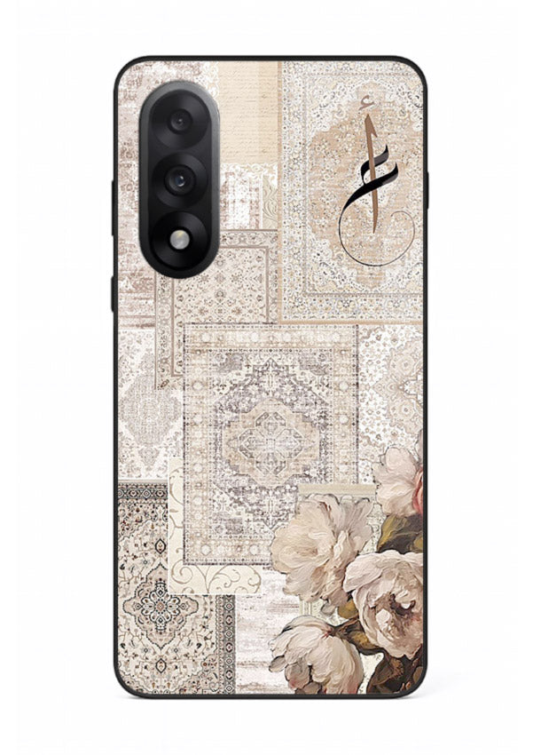 Beige floral collage artwork printed on glossy tempered glass OnePlus Nord 5 back cover