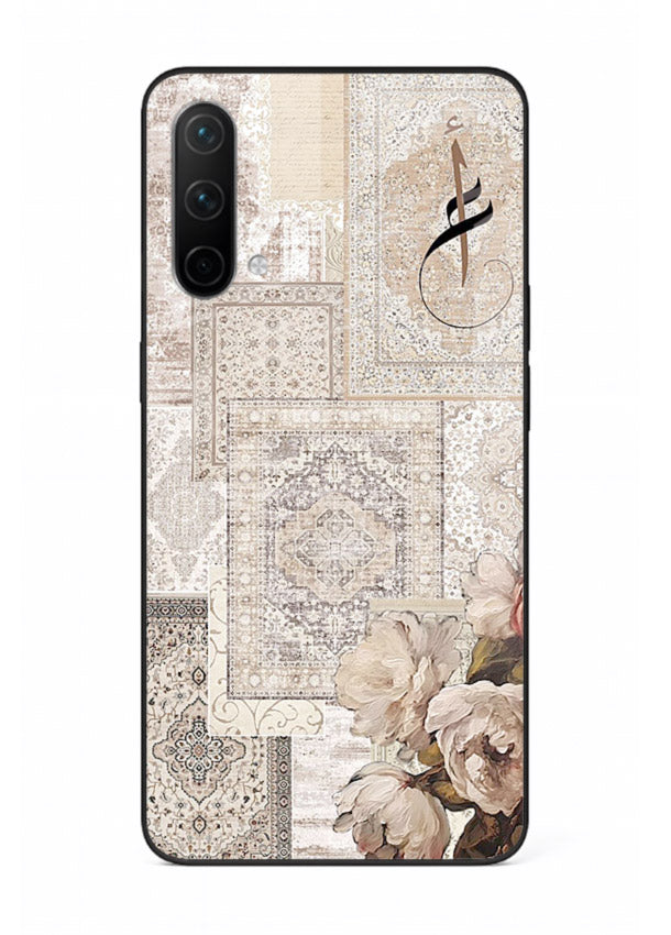 Beige floral collage artwork printed on glossy tempered glass OnePlus Nord CE 5G back cover