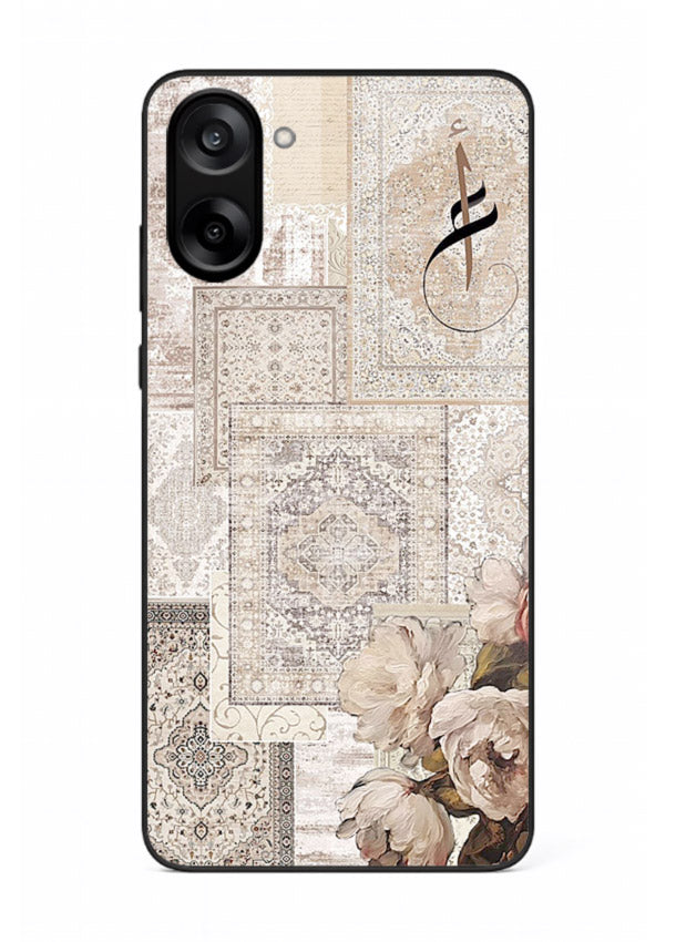 Beige floral collage artwork printed on glossy tempered glass OnePlus Nord CE5 back cover