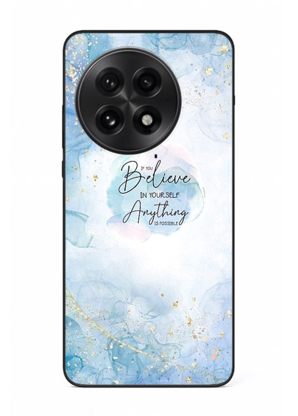 Dreamy sky and motivational lettering on OnePlus 13 glass back cover with soft blue tones.