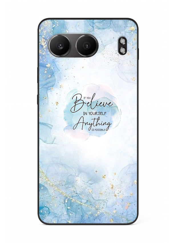 Dreamy sky and motivational lettering on OnePlus Nord 4 glass back cover with soft blue tones.