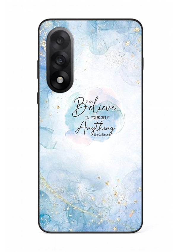 Dreamy sky and motivational lettering on OnePlus Nord 5 glass back cover with soft blue tones.