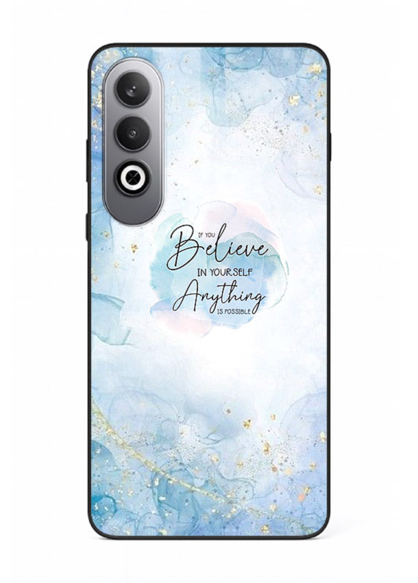 Dreamy sky and motivational lettering on OnePlus Nord CE4 glass back cover with soft blue tones.