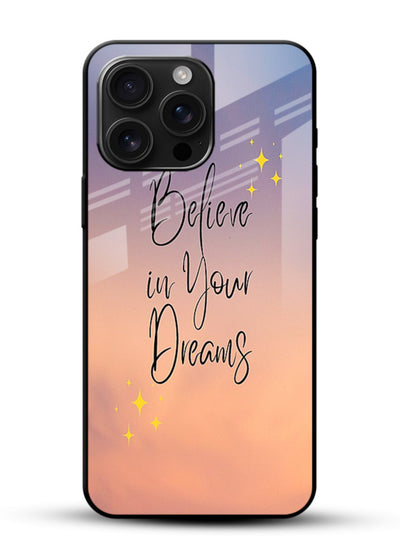 Sunset quote artwork printed on glossy vibrant premium glass back cover with glowing warm tones. - Angle Front