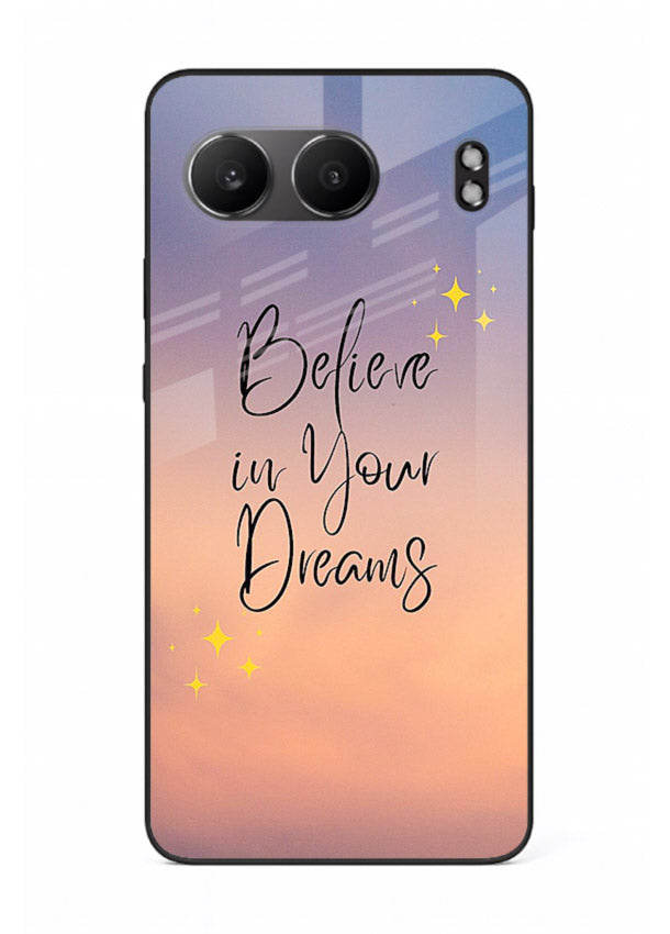 Sunset quote artwork printed on OnePlus Nord 4 glass back cover with glowing warm tones.