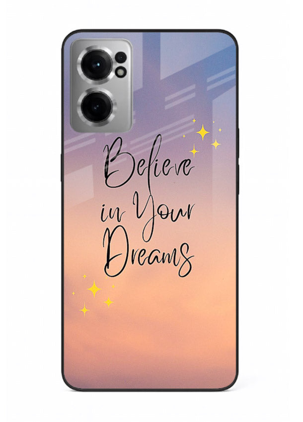 Sunset quote artwork printed on OnePlus Nord CE2 5G glass back cover with glowing warm tones.