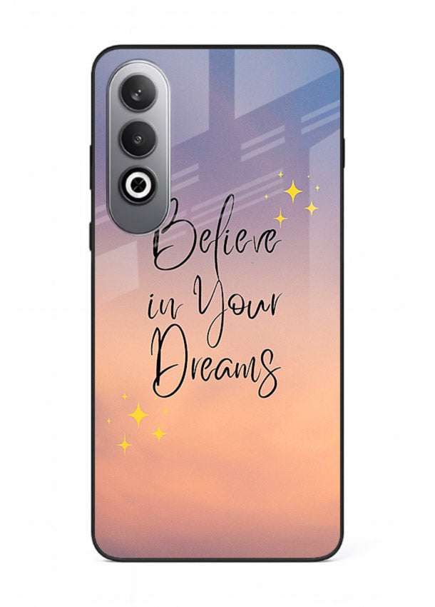 Sunset quote artwork printed on OnePlus Nord CE4 glass back cover with glowing warm tones.