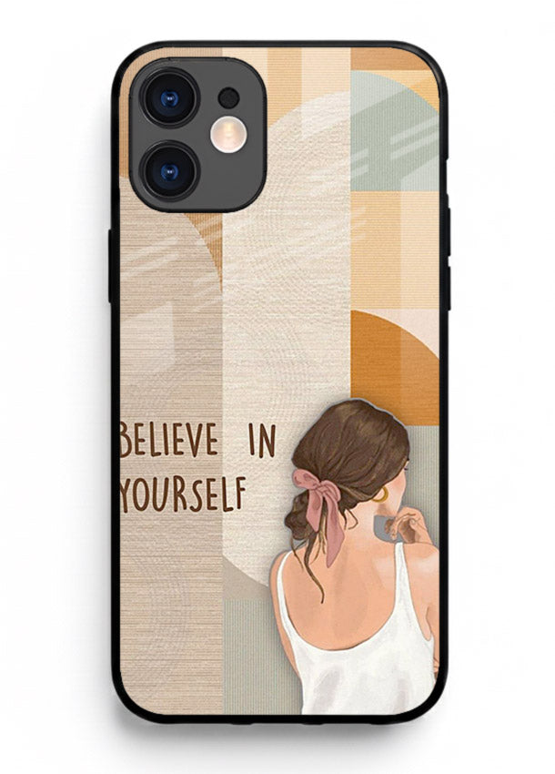Believe In Yourself Girl inspirational artwork iphone 11 glass back cover