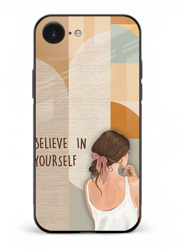 Believe In Yourself Girl inspirational artwork iphone 16e glass back cover