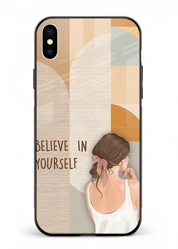 Believe In Yourself Girl inspirational artwork iphone xs max glass back cover