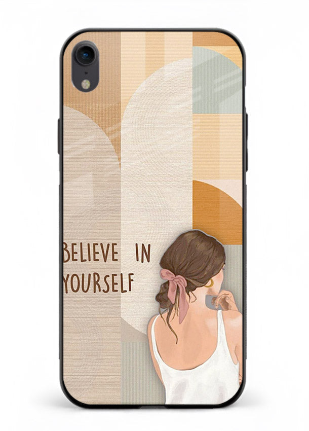 Believe In Yourself Girl inspirational artwork iphone xr glass back cover