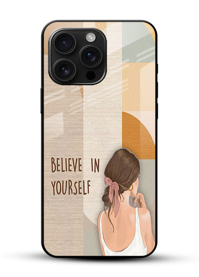 Believe In Yourself Girl inspirational artwork glossy vibrant premium glass back cover - Angle Front