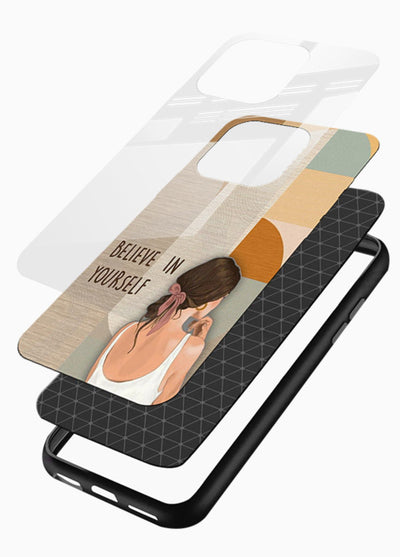Believe In Yourself Girl inspirational artwork glossy vibrant premium glass back cover - Angle Layers