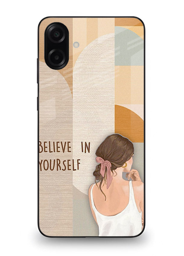 Believe In Yourself Girl inspirational artwork Samsung A06 5G glass back cover