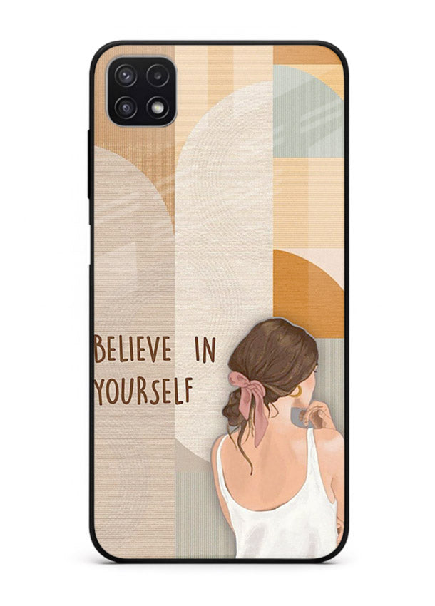 Believe In Yourself Girl inspirational artwork Samsung F42 5G glass back cover