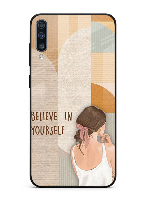 Believe In Yourself Girl inspirational artwork Samsung A50 glass back cover