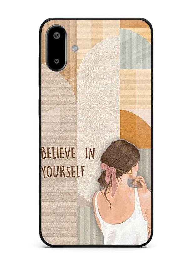 Believe In Yourself Girl inspirational artwork Samsung F06 5G glass back cover