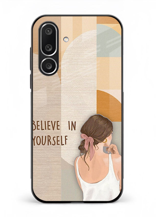Believe In Yourself Girl inspirational artwork Samsung M36 5G glass back cover