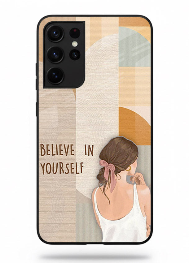 Believe In Yourself Girl inspirational artwork Samsung S21 Ultra glass back cover