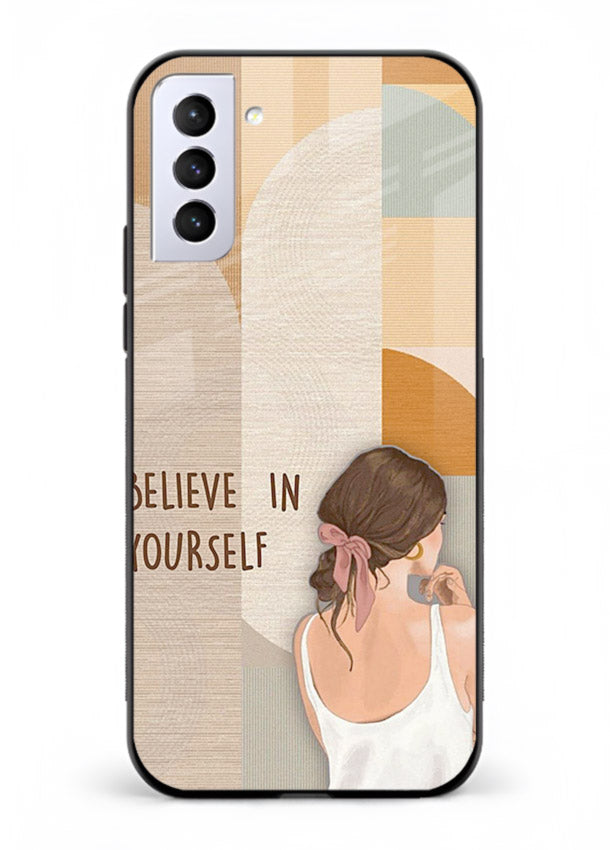 Believe In Yourself Girl inspirational artwork Samsung S21 FE glass back cover