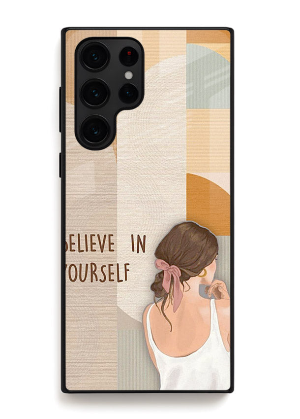 Believe In Yourself Girl inspirational artwork Samsung S23 Ultra glass back cover