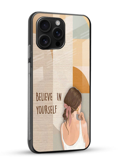 Believe In Yourself Girl inspirational artwork glossy vibrant premium glass back cover - Angle Side