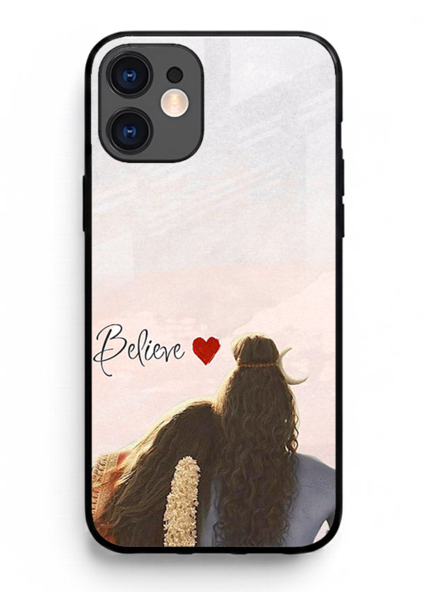 Shiva Parvati silhouette artwork mobile glass back cover for iphone 12 mini