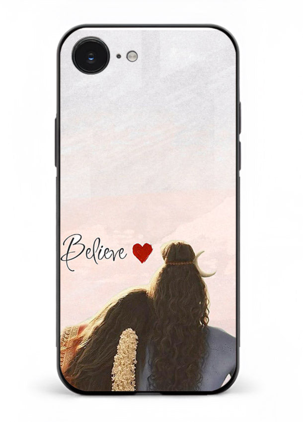 Shiva Parvati silhouette artwork mobile glass back cover for iphone 16e