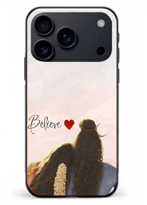 Shiva Parvati silhouette artwork mobile glass back cover for iphone 18 pro max