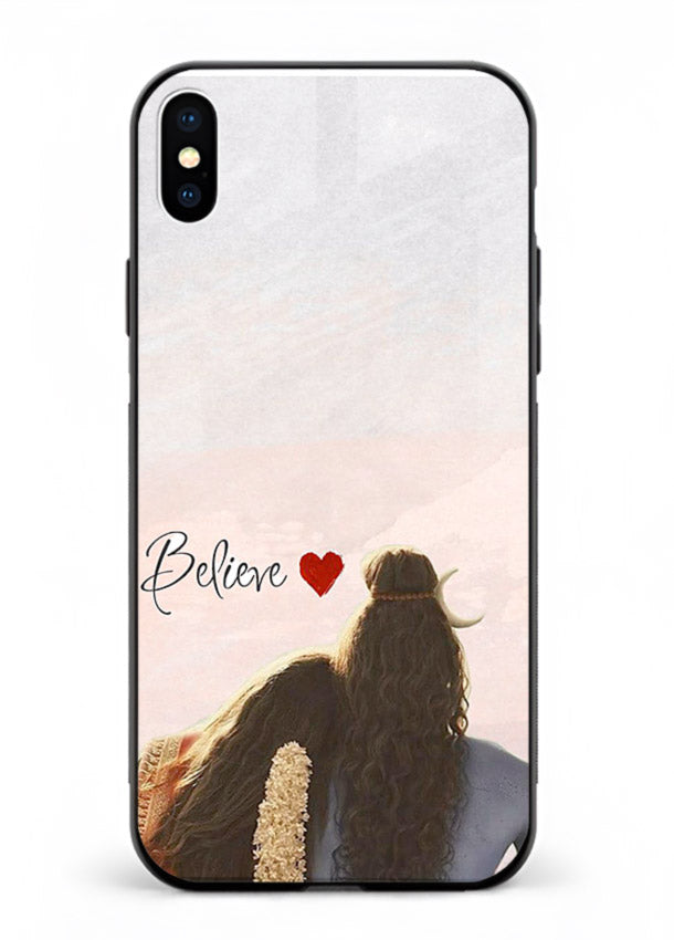 Shiva Parvati silhouette artwork mobile glass back cover for iphone xs max