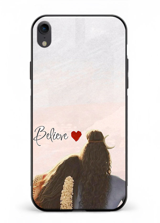 Shiva Parvati silhouette artwork mobile glass back cover for iphone xr