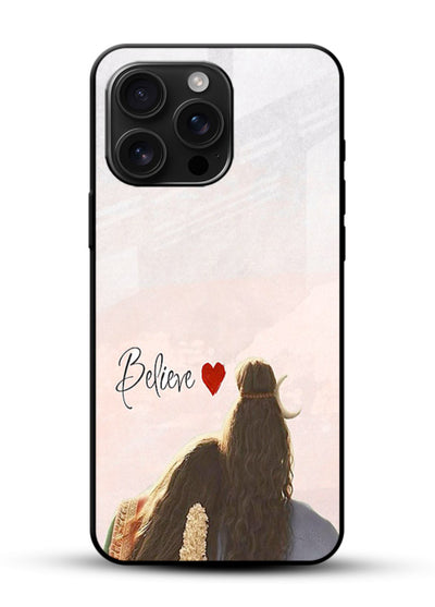 Shiva Parvati silhouette artwork mobile glass back cover for glossy vibrant premium - Angle Front