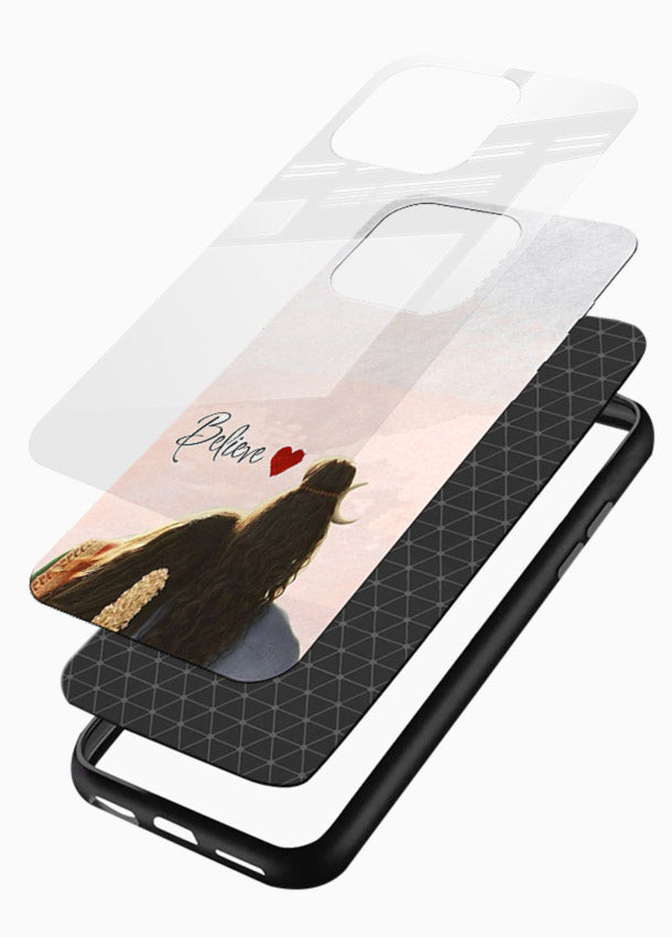 Shiva Parvati silhouette artwork mobile glass back cover for glossy vibrant premium - Angle Layers