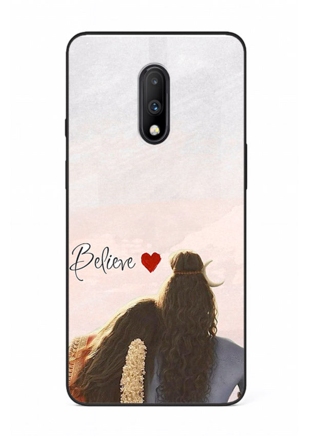 Shiva Parvati silhouette artwork mobile glass back cover for OnePlus 7