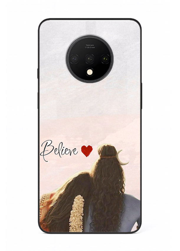 Shiva Parvati silhouette artwork mobile glass back cover for OnePlus 7T