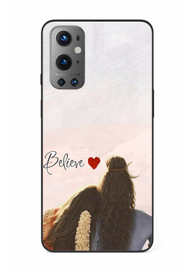 Shiva Parvati silhouette artwork mobile glass back cover for OnePlus 9