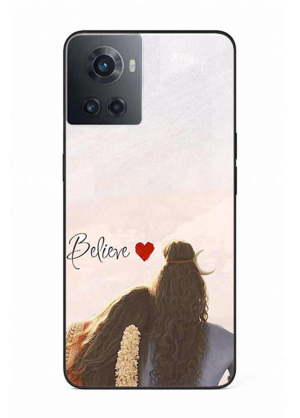 Shiva Parvati silhouette artwork mobile glass back cover for OnePlus 10R