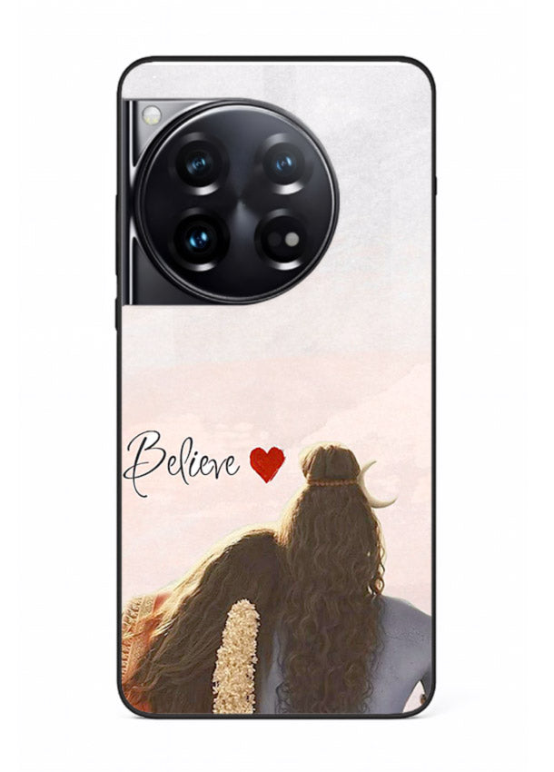 Shiva Parvati silhouette artwork mobile glass back cover for OnePlus 12
