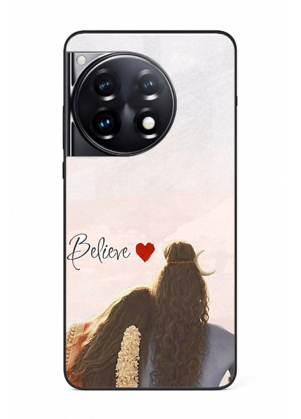 Shiva Parvati silhouette artwork mobile glass back cover for OnePlus 12R