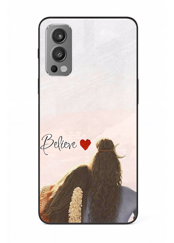 Shiva Parvati silhouette artwork mobile glass back cover for OnePlus Nord 2
