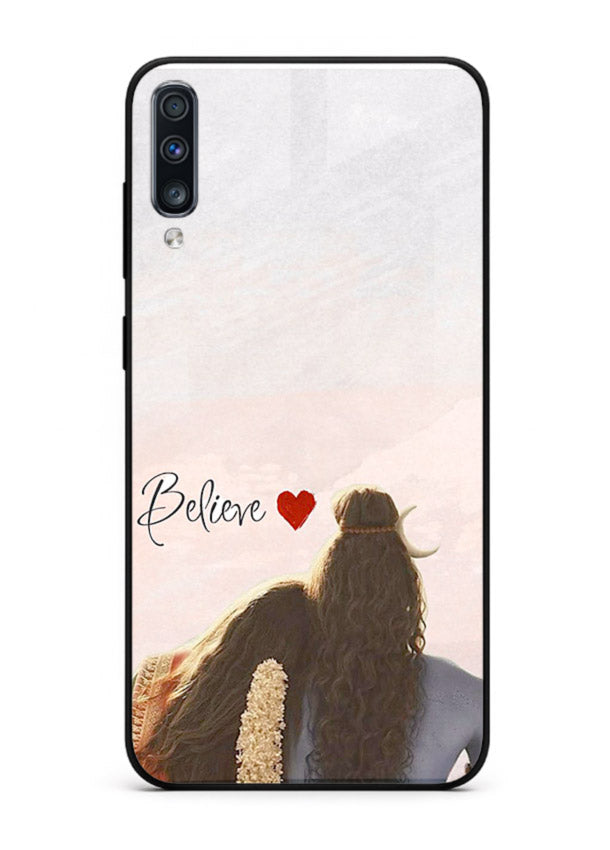Shiva Parvati silhouette artwork mobile glass back cover for Samsung A50
