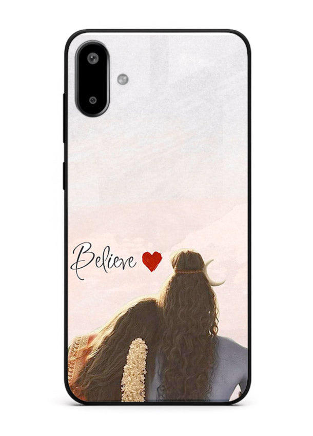 Shiva Parvati silhouette artwork mobile glass back cover for Samsung F06 5G