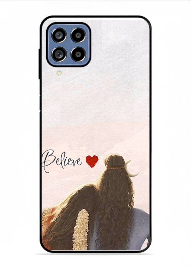 Shiva Parvati silhouette artwork mobile glass back cover for Samsung F62