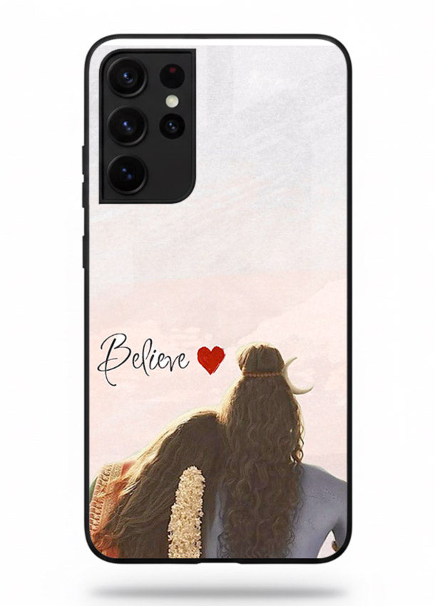 Shiva Parvati silhouette artwork mobile glass back cover for Samsung S21 Ultra