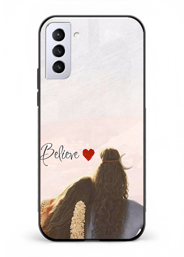 Shiva Parvati silhouette artwork mobile glass back cover for Samsung S21 FE